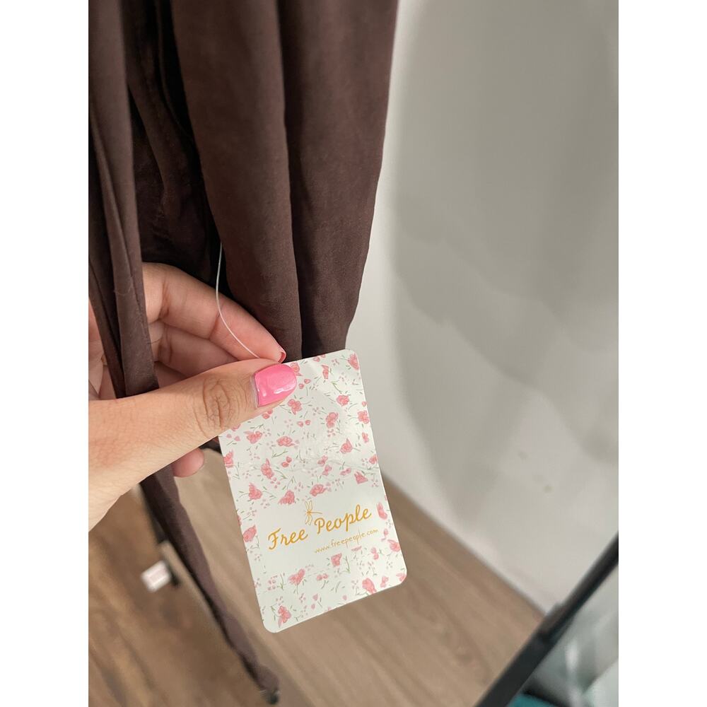 Free People Brown Open Back Rachel Silky Top - Picture 3 of 5